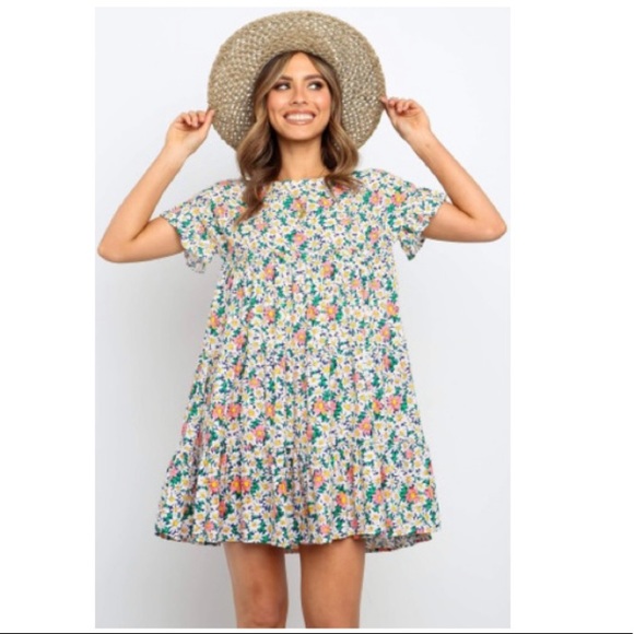 threelafleurs Dresses & Skirts - Smocked Ruffle multi Floral Print Dress